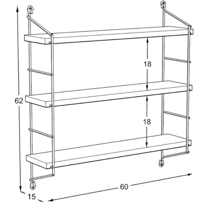 Mensola libreria Neelix, 3 ripiani rovere 2