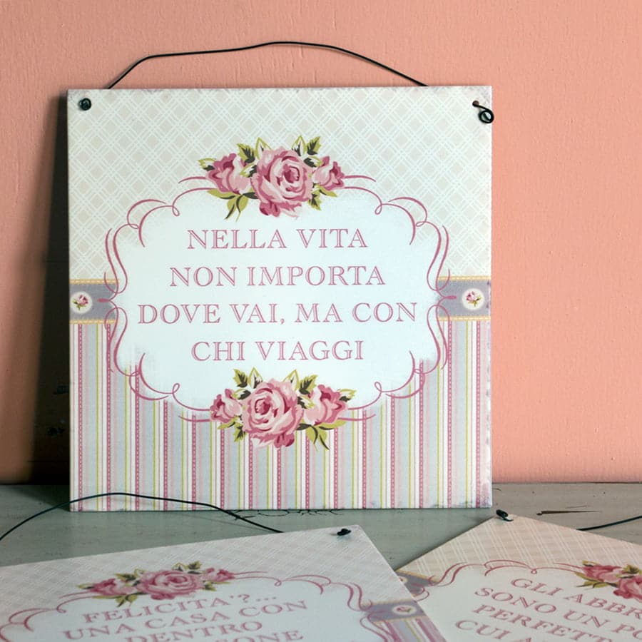 Portafoto legno shabby frase felicità - Decorazione casa