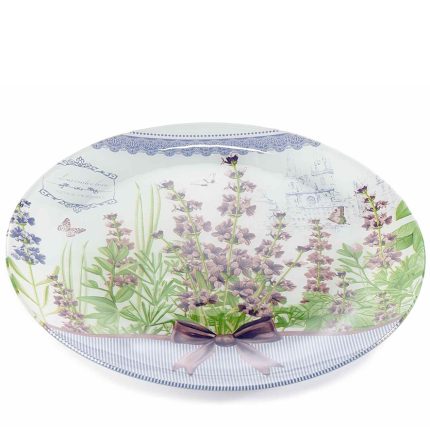 Set 3 piatti tondi per alimenti in vetro con decoro "Maiolica" 4