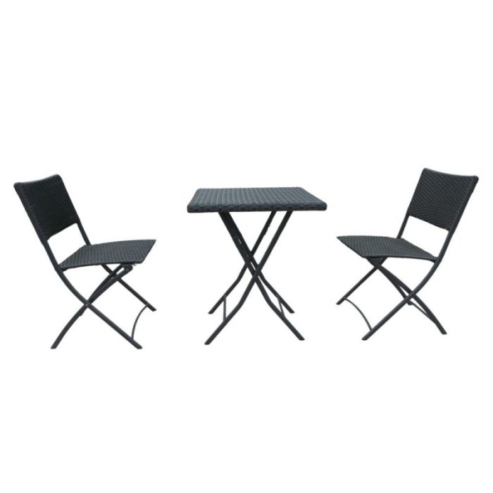 Set tavolo e sedie pieghevoli in rattan nero, WRB015 2