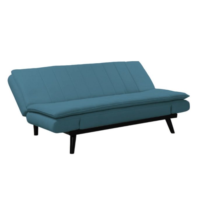 Divano letto Kyl in tessuto colore blue con piedi metallo neri 4