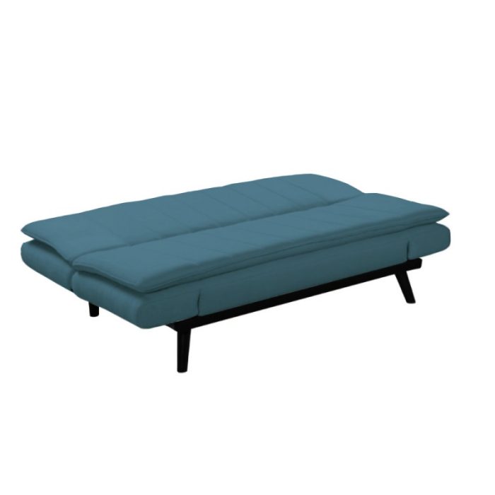 Divano letto Kyl in tessuto colore blue con piedi metallo neri 6